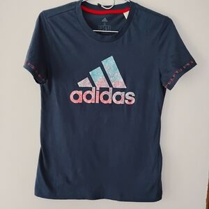 Adidas Blue and Pink Short Sleeve Tees